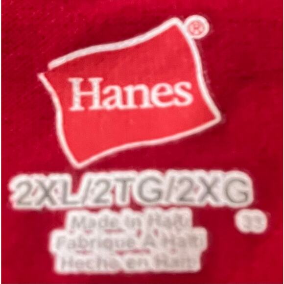 HANES SHORT SLEEVE GRAPHIC T-SHIRT, WOMENS, 2X, RED WITH RED WHITE BLUE NOMES - Picture 9 of 9